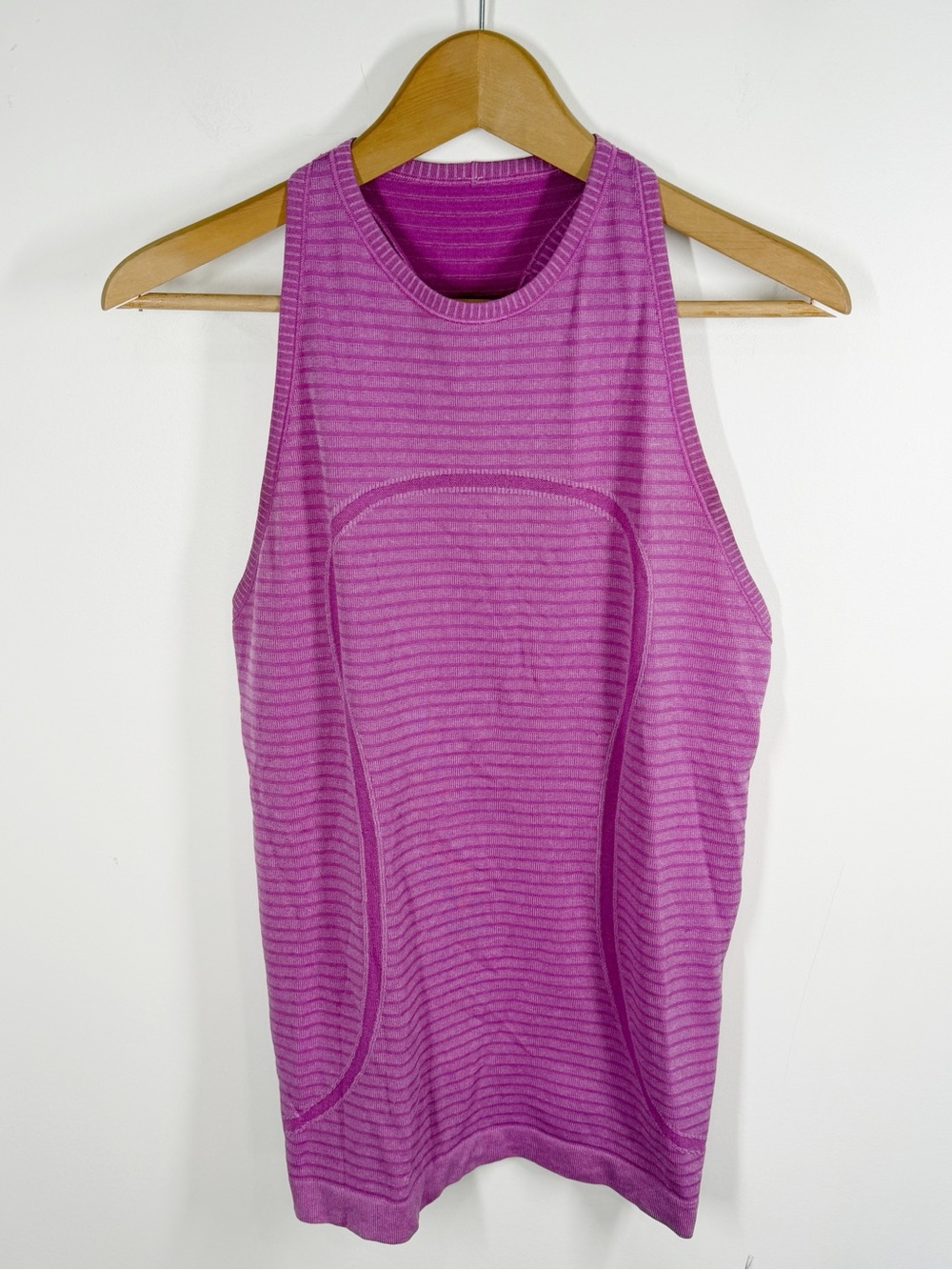 Lululemon High Neck Swiftly Tank Top Size 8 Magenta Pink Stripe